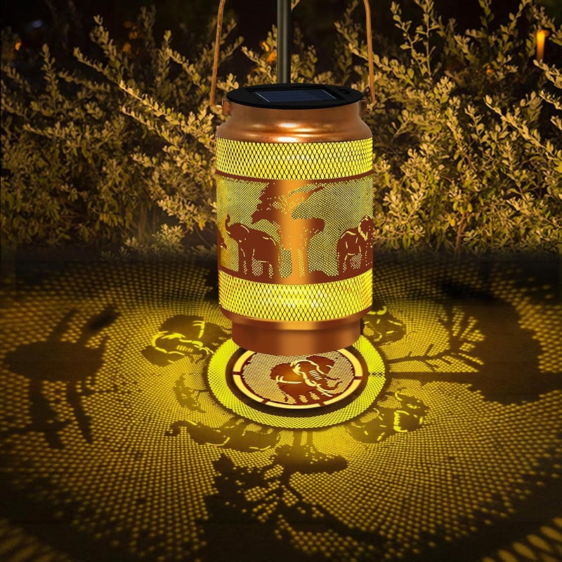 EDOF Solar Lanterns Outdoor Waterproof,Hanging Solar Lights Elephant Garden Decor, Elephant Decorative Lanterns for Yard Lawn Porch Patio Pathway Tabletop,Christmas Decorations Gift for Woman Grandma Mom - Image 2